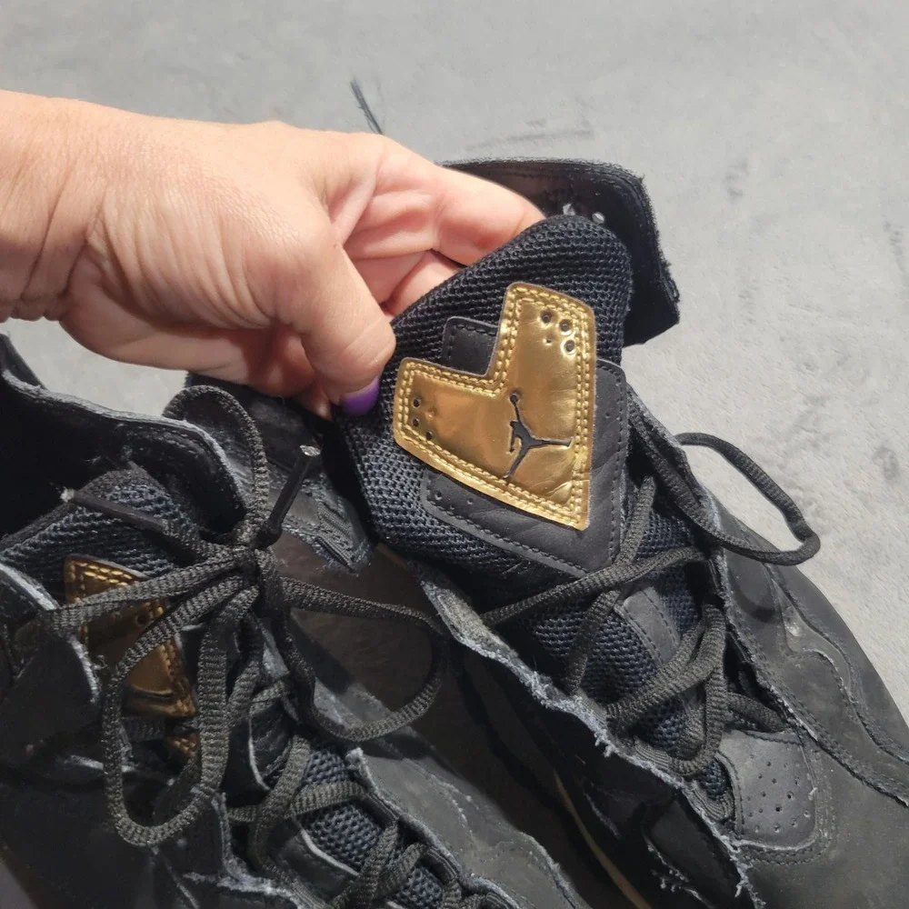 Jordan True Flight Men Size 9 Black Gold 342964-070 Basketball Sneaker Retro‎